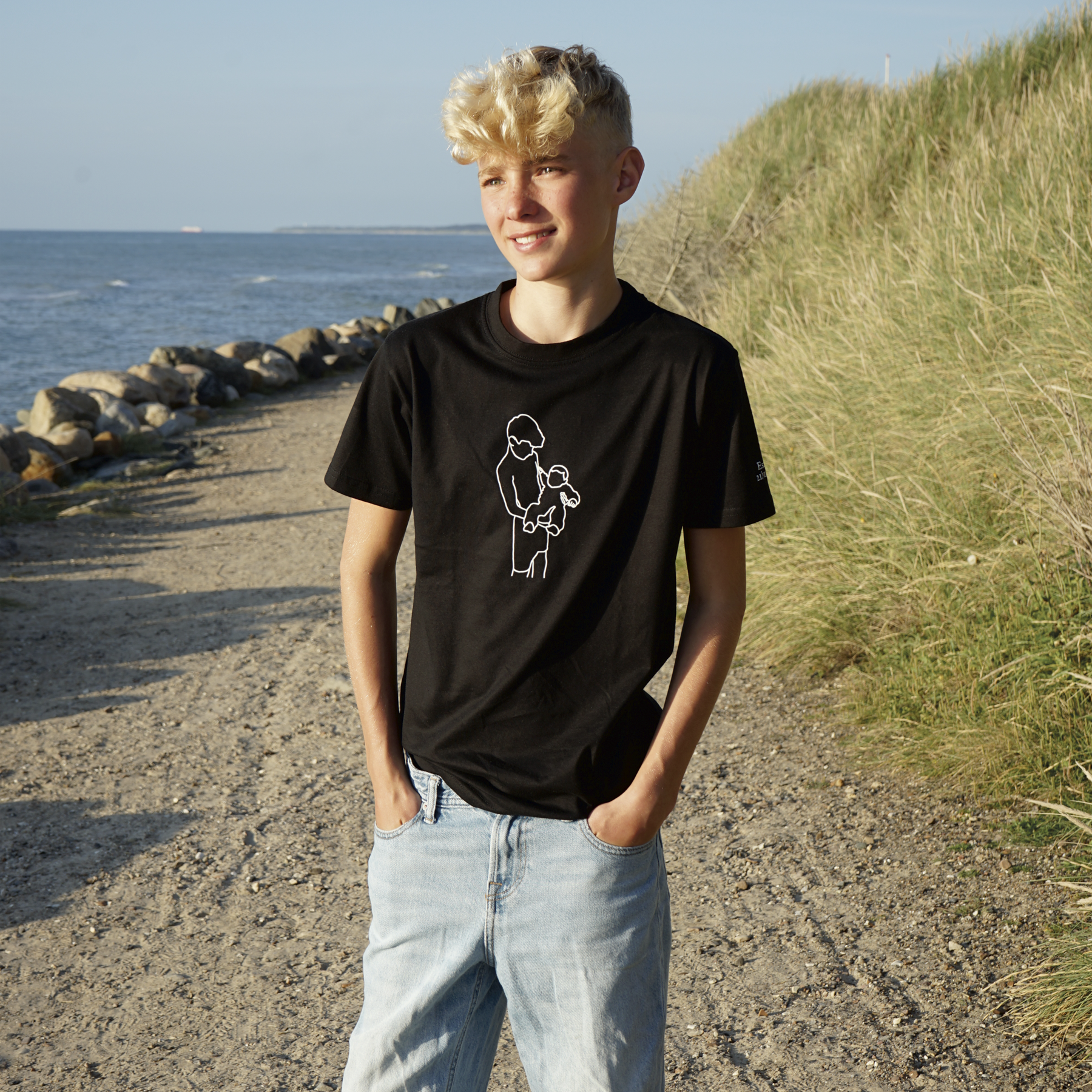 Outline - Sort T-shirt Børn