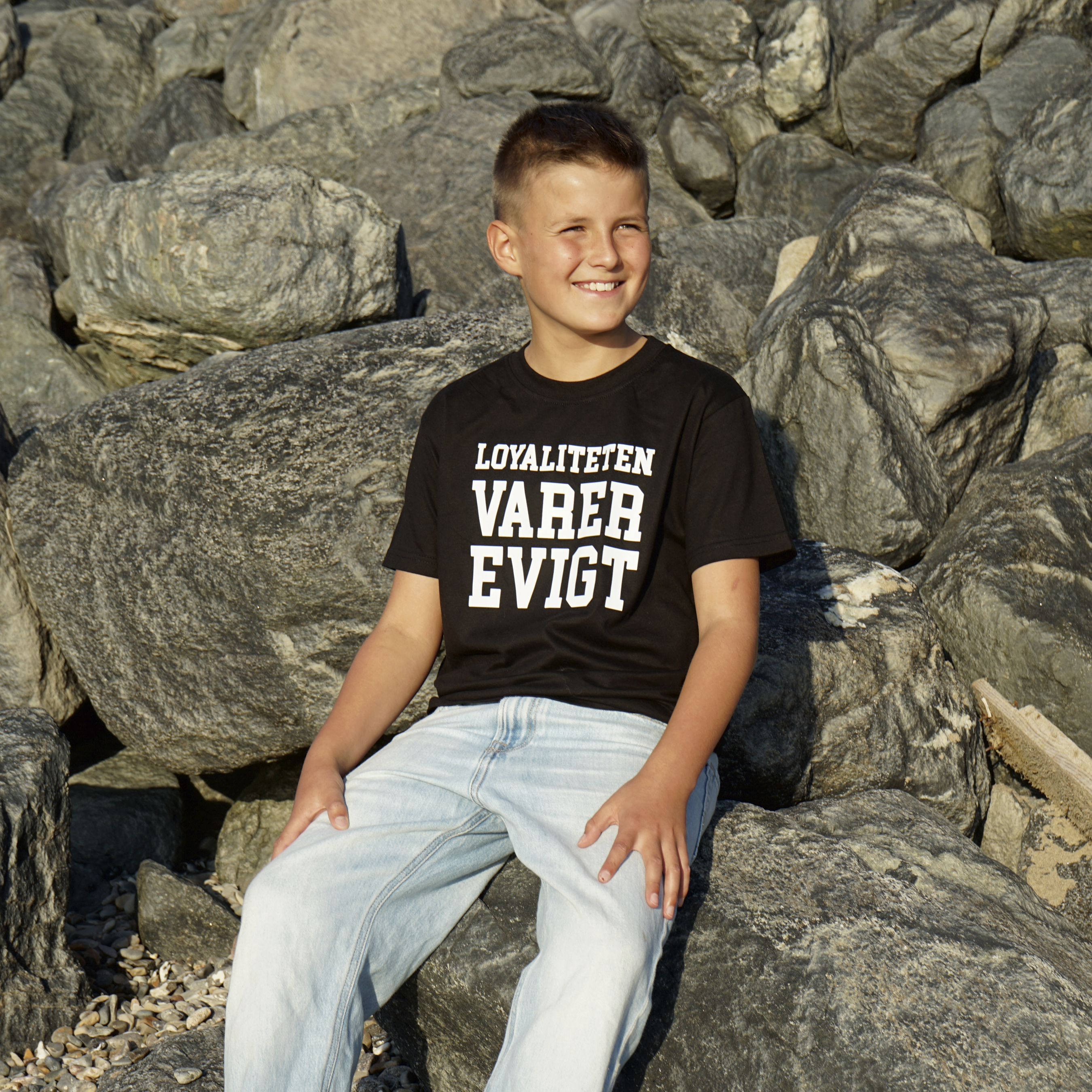 Din Tekst - Sort T-shirt Børn